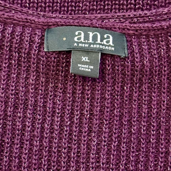 a.n.a Oversized Dark Plum Cable Knit Sweater- size XL - Picture 8 of 12